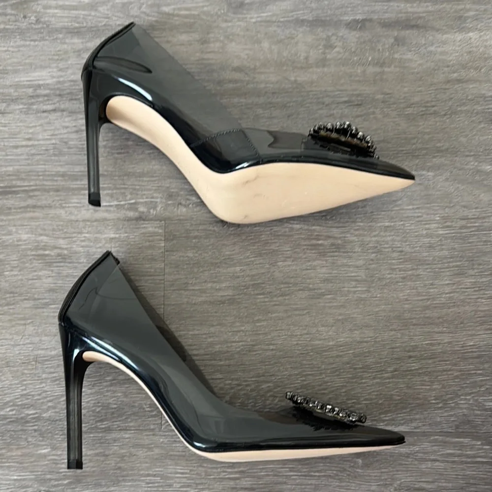 Good American Cinder-F*CKING-RELLA Jeweled Pump In Light Smoke Size 9.5